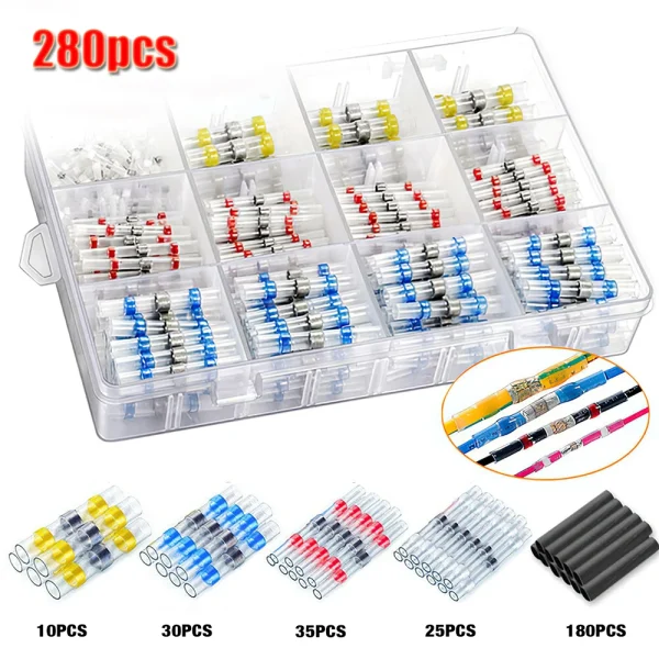 Connecteurs de fil à souder thermorétractables, connecteurs isolés bout à bout, Kit de connecteurs à souder pour automobile et Marine, 50 à 1000 pièces – Image 14