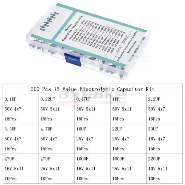 120/200/500 pièces 16V 25V 50V 0.1uF - 1000uF condensateur électrolytique en aluminium Kit assorti boîte 1uF 4.7uF 10uF 47uF 220uF 330uF 470uF – Image 12
