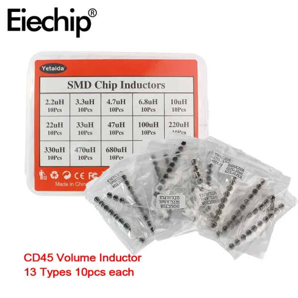 130 pièces CD54 SMD Kit d'inducteur de puissance bricolage électronique, 2.2uH ~ 680uH CD54 ensemble d'assortiment d'inducteurs pour convertisseurs DC-DC – Image 2