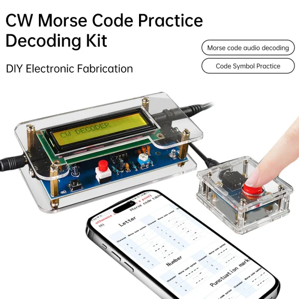 Décodeur de Code Morse DC9V CW, Circuit imprimé en vrac, pratique de soudage, Kit de fabrication électronique, prise américaine – Image 13