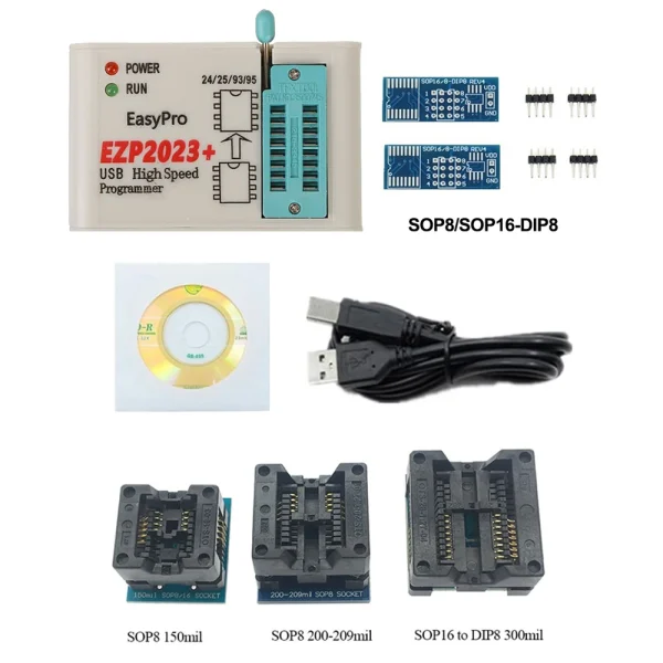 Programmeur SPI USB haute vitesse EZP2023 + 12 adaptateurs, prise en charge 24 25 26 93 95 EEPROM 25 puces Flash Bios mieux que EZP2019 – Image 11