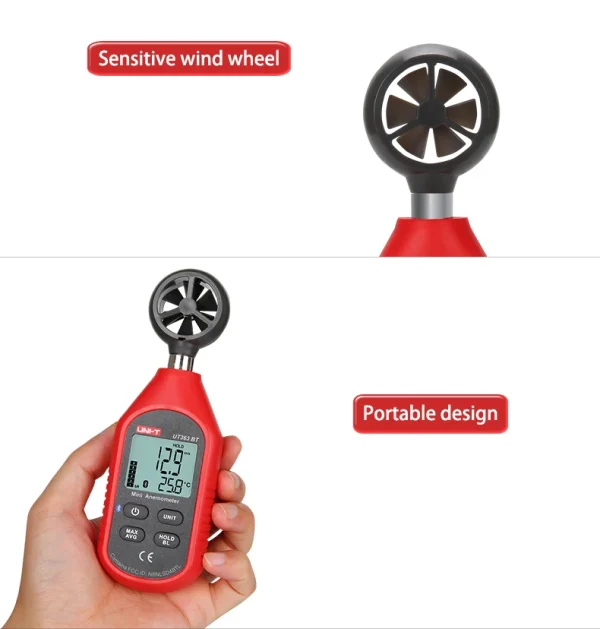 UNI-T UT363 anémomètre portatif numérique UT363BT mesure de la vitesse du vent testeur de température affichage LCD débit d'air vitesse compteur de vent – Image 20